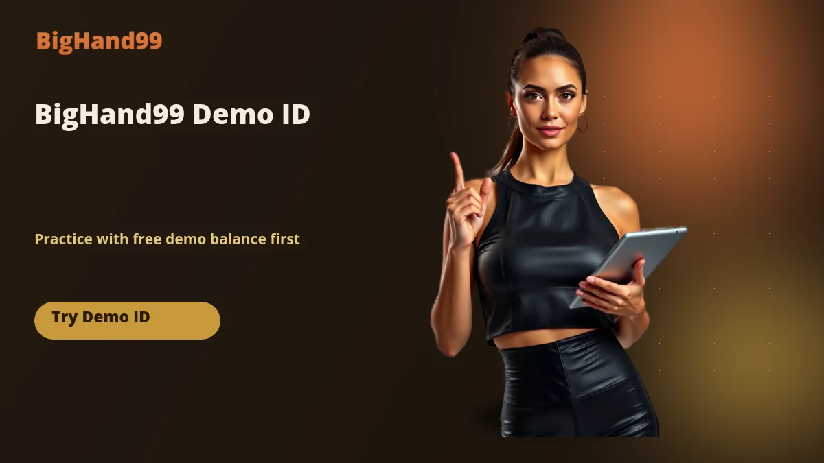 BigHand99 demo ID banner, free practice balance no deposit needed